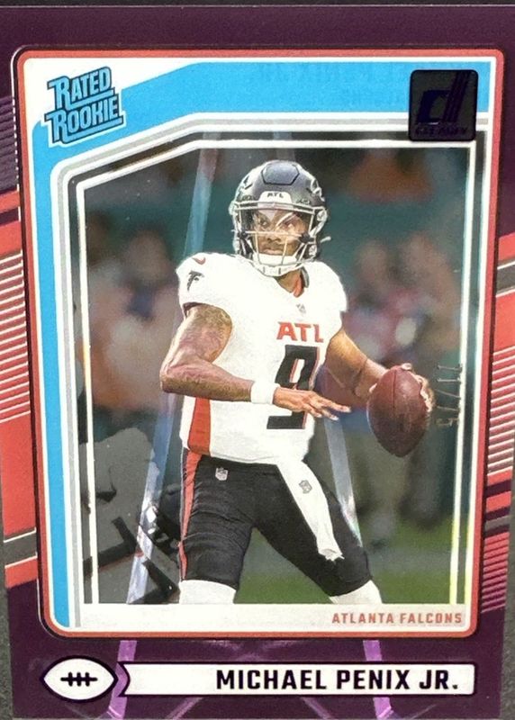 Michael Penix Jr. 2024 Clearly Donruss #59 Purple /75 Rookie RAW