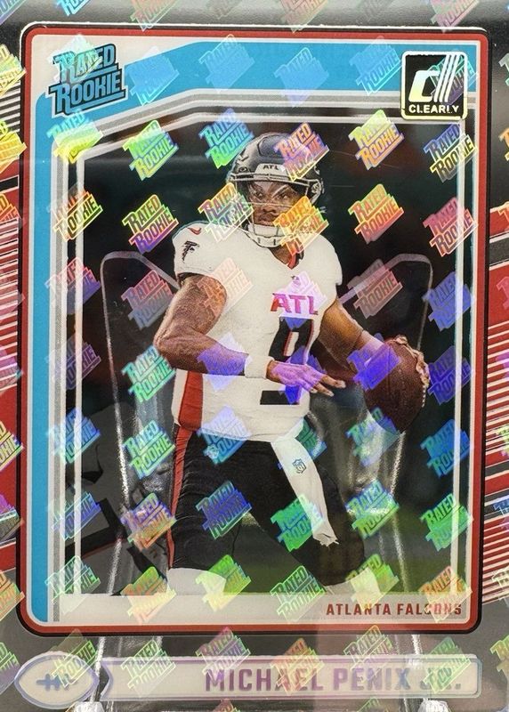 Michael Penix Jr. 2024 Clearly Donruss #59 Rated Rookie Logos RAW