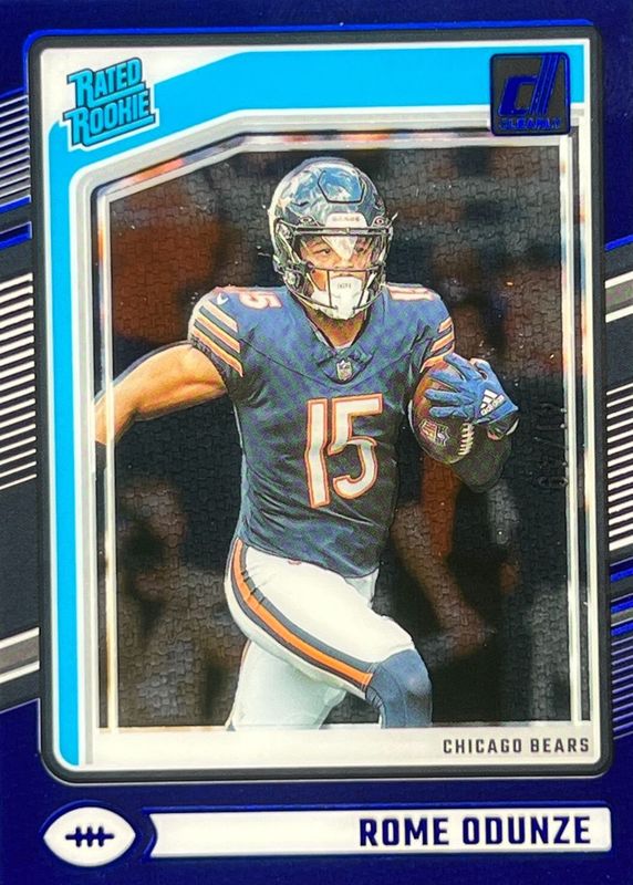 Rome Odunze 2024 Clearly Donruss #60 Blue /49 Rookie RAW