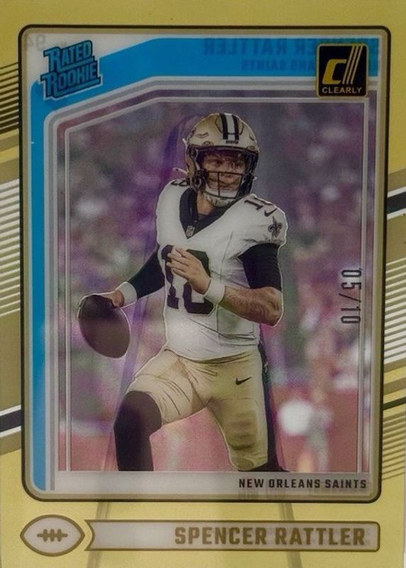 Spencer Rattler 2024 Clearly Donruss #94 Gold /10 Rookie RAW