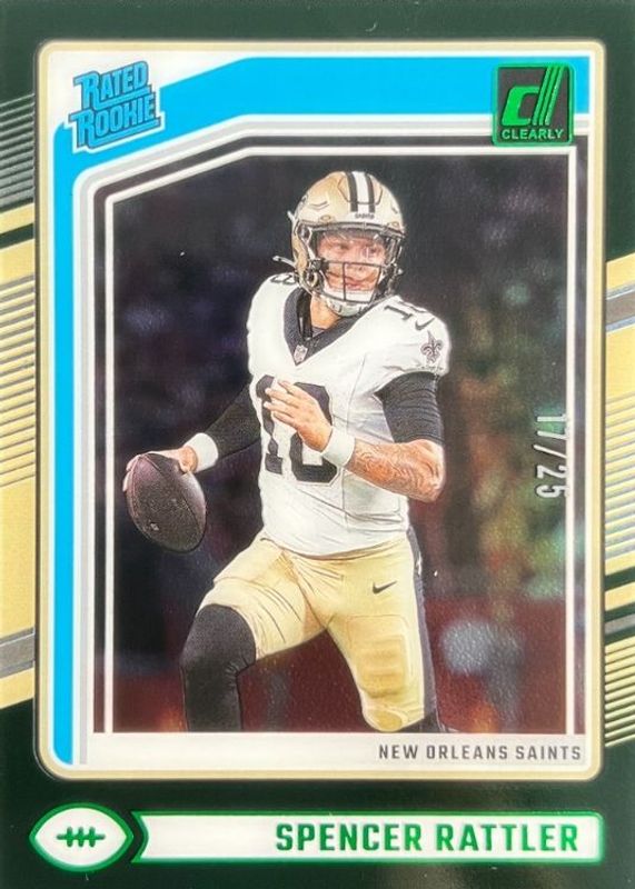 Spencer Rattler 2024 Clearly Donruss #94 Green /25 Rookie RAW