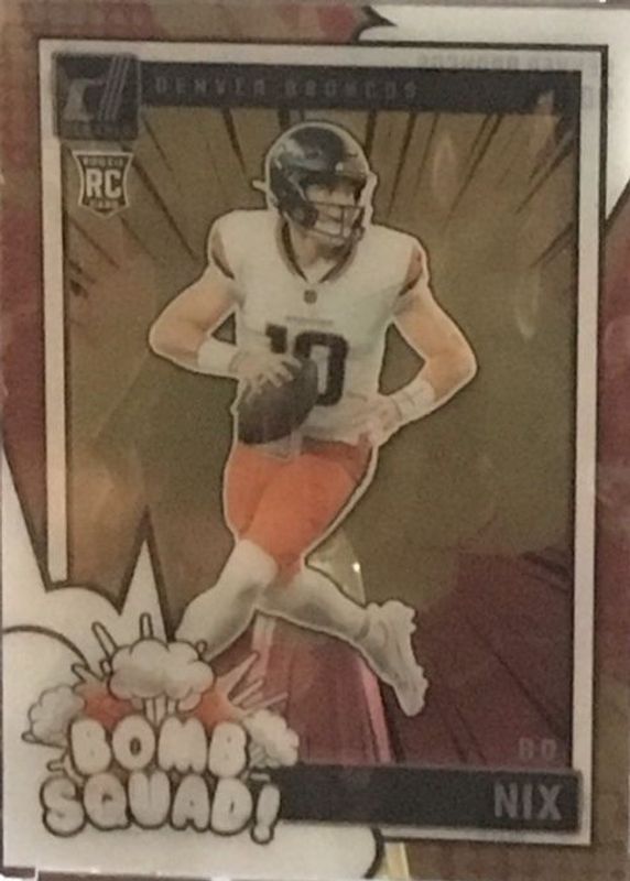 Bo Nix 2024 Clearly Donruss #4 Clearly Bomb Squad - Mosaic Rookie RAW