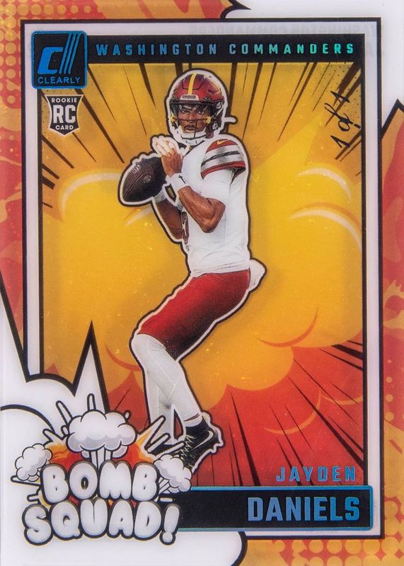Jayden Daniels 2024 Clearly Donruss #2 Clearly Bomb Squad - Platinum /1 Rookie RAW