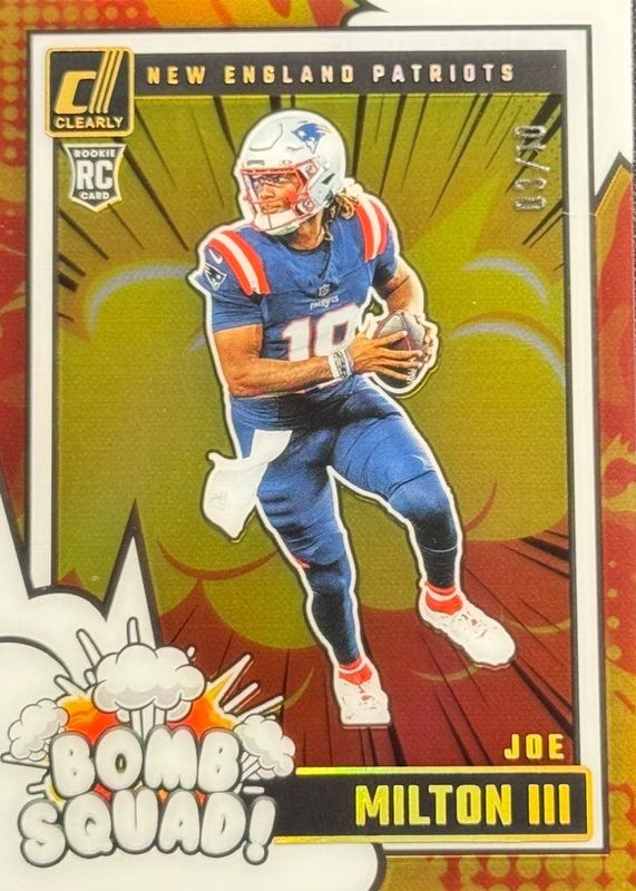 Joe Milton III 2024 Clearly Donruss #7 Clearly Bomb Squad - Gold /10 Rookie RAW