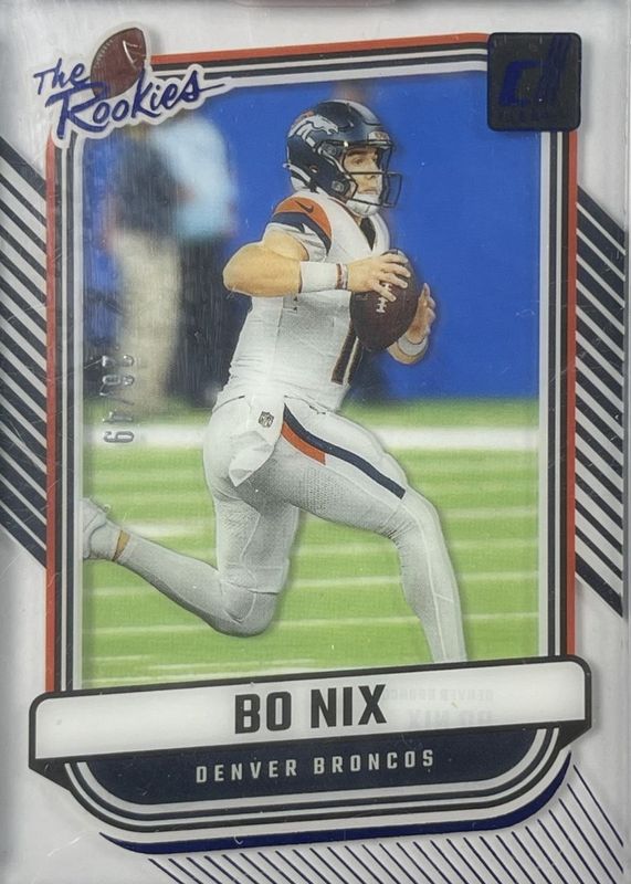 Bo Nix 2024 Clearly Donruss #4 Clearly The Rookies - Blue /49 RAW