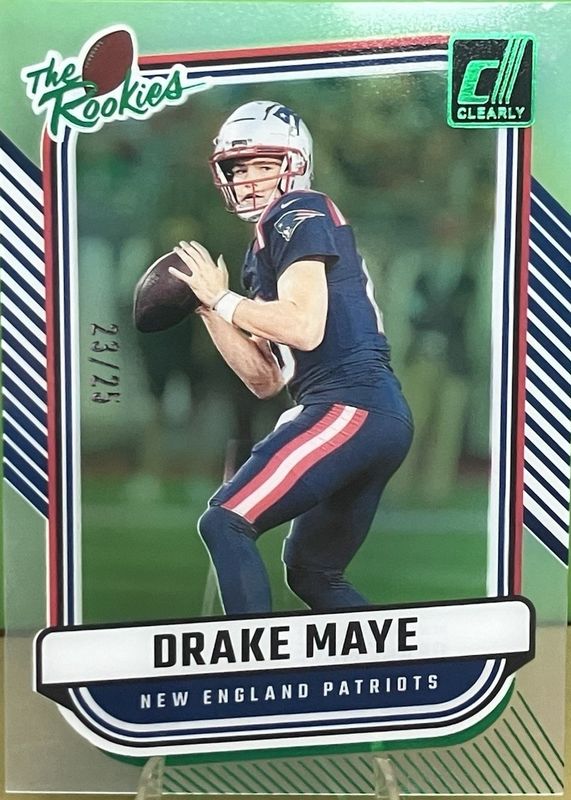 Drake Maye 2024 Clearly Donruss #3 Clearly The Rookies - Green /25 RAW