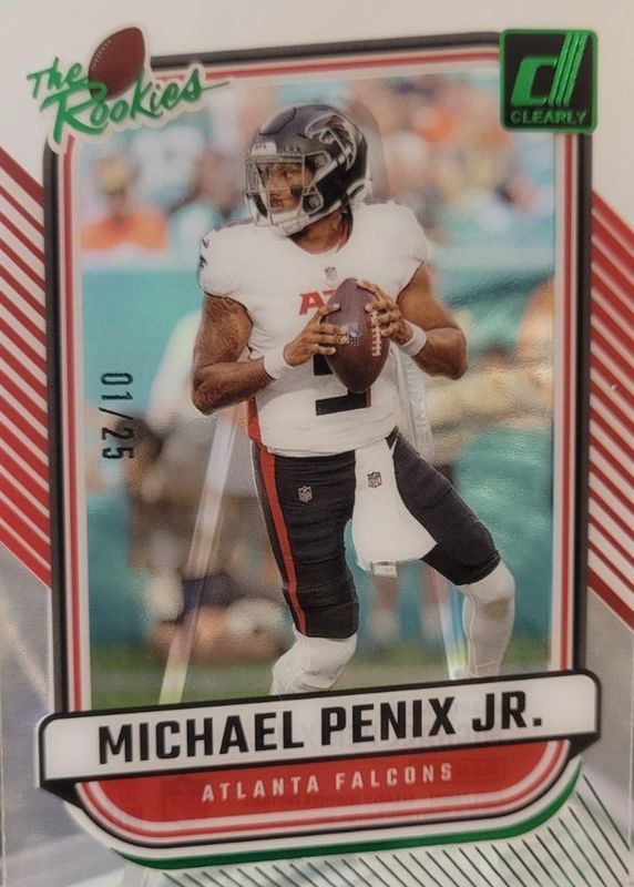 Michael Penix Jr. 2024 Clearly Donruss #9 Clearly The Rookies - Green /25 RAW
