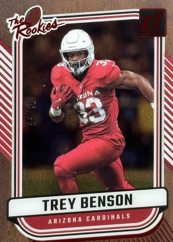 Trey Benson 2024 Clearly Donruss #18 Clearly The Rookies - Red /99 RAW