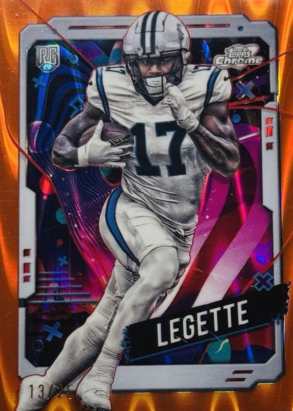 Xavier Legette 2024 Topps Chrome Cosmic #115 Orange Galactic Refractor /25 Rookie RAW
