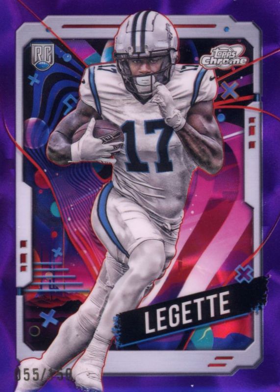 Xavier Legette 2024 Topps Chrome Cosmic #115 Purple Nebula Refractor /150 Rookie RAW