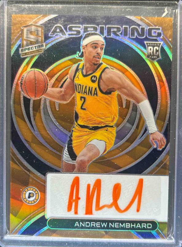 Andrew Nembhard 2022 Spectra #AA-ANH Aspiring Autographs - Orange /15 Rookie RAW