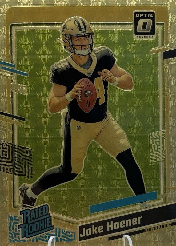 Jake Haener 2023 Optic #277 Gold Vinyl /1 Rookie RAW