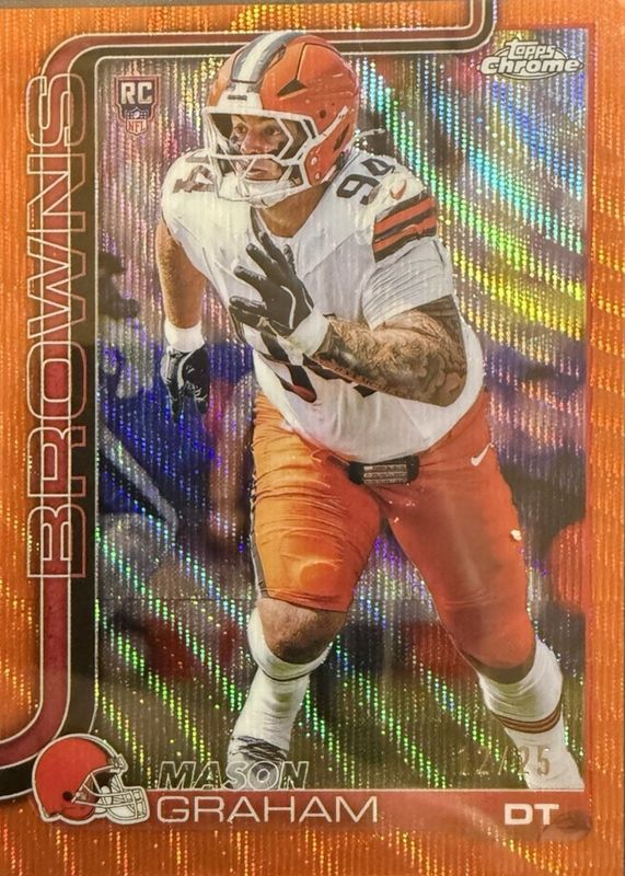 2025 Topps Chrome #302 Rookie - Orange Wave Refractor /25