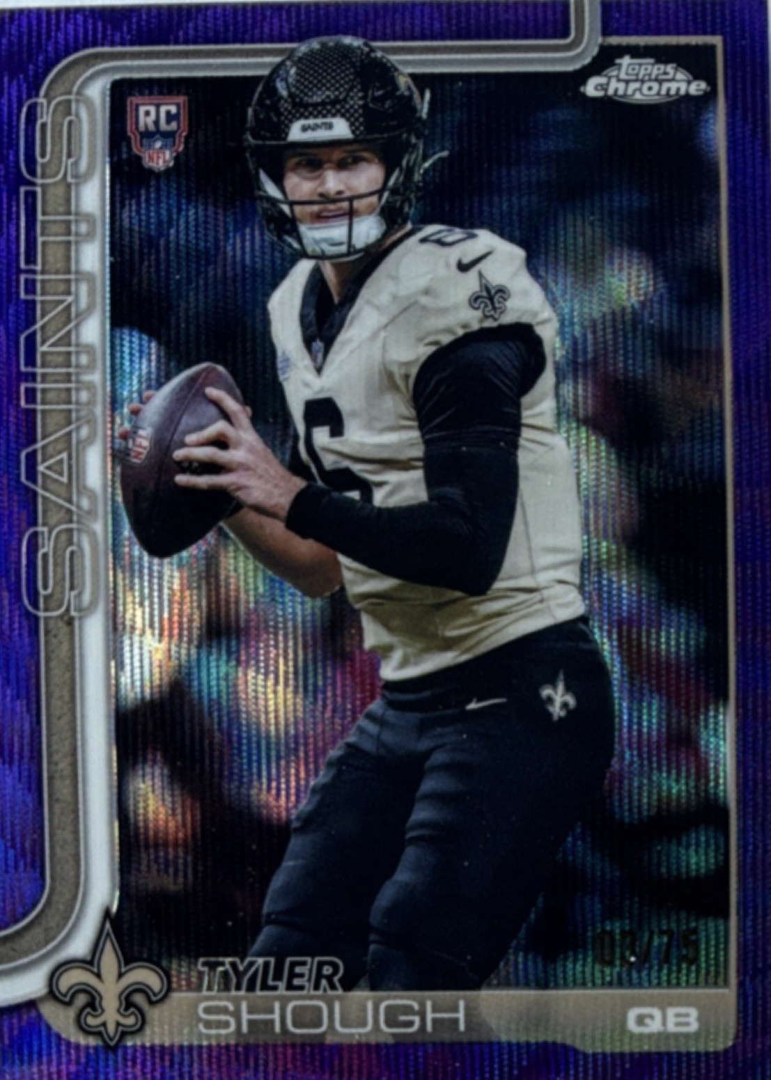 Tyler Shough 2025 Topps Chrome #398 Rookie - Purple Refractor /75