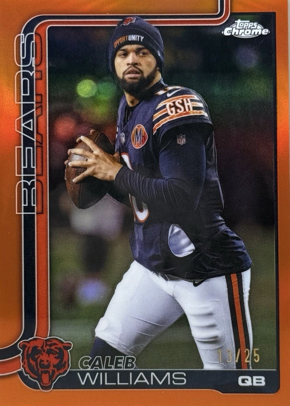 Caleb Williams 2025 Topps Chrome #52 Image Variation - Orange