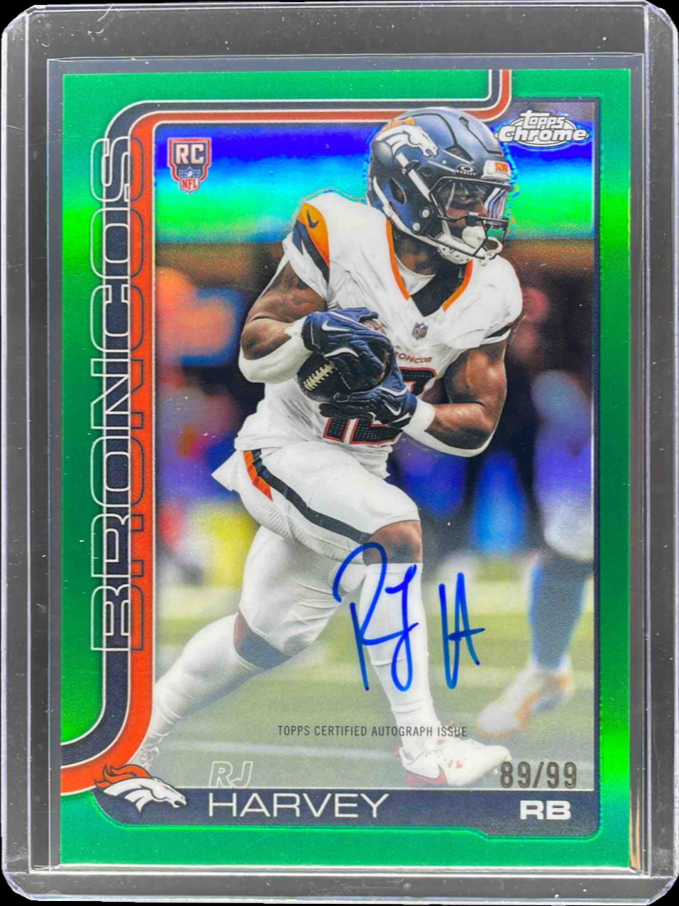 RJ Harvey 2025 Topps Chrome #RA-RH Rookie Autographs - Green
