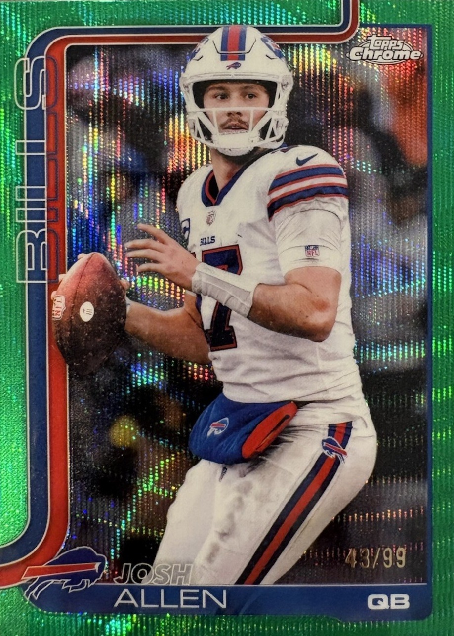 Josh Allen 2025 Topps Chrome #34 Green Wave Refractor /99 Price