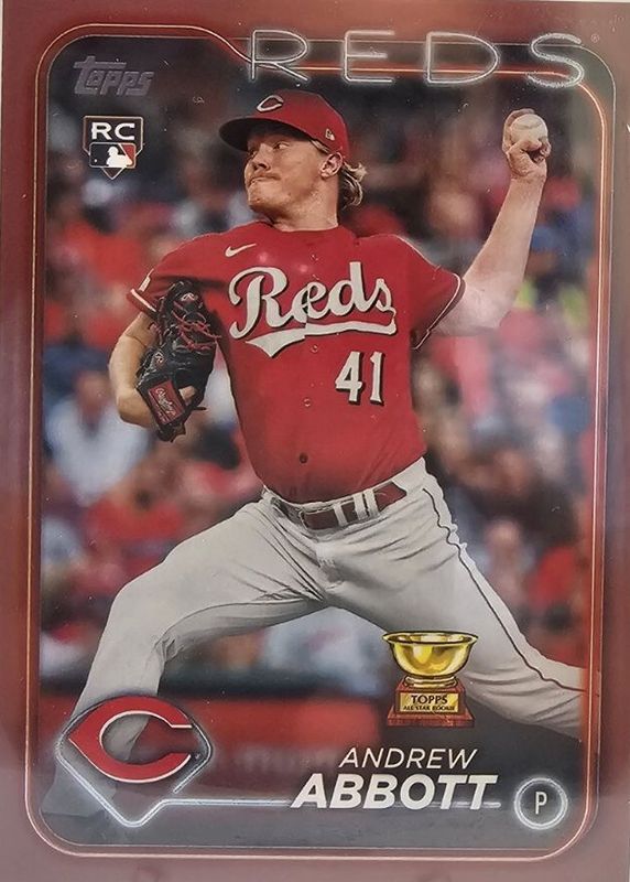 Andrew Abbott 2024 Topps #214 Mother's Day Hot Pink /50 Rookie RAW