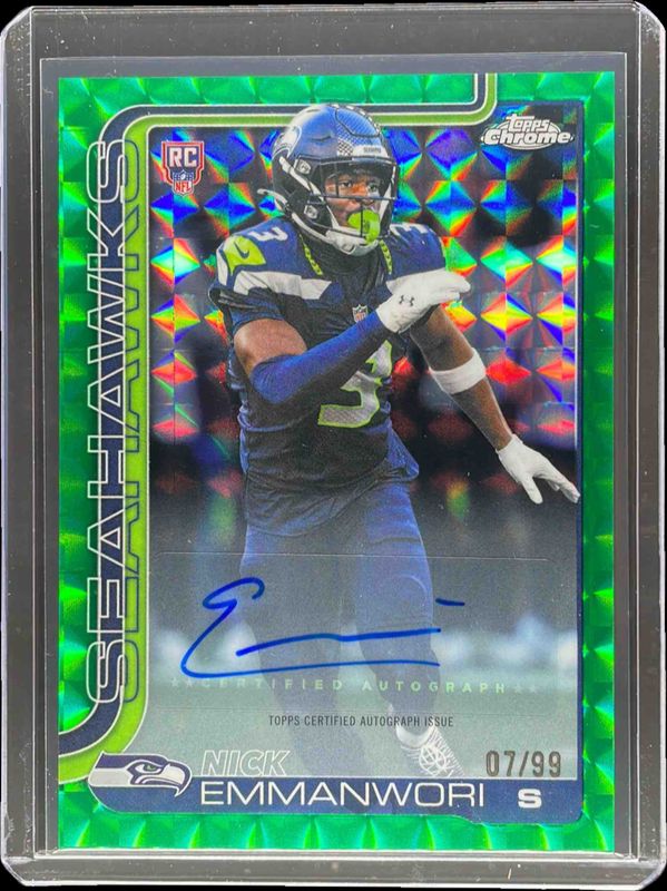 2025 Topps Chrome #RA-NE Rookie Autographs - Green Geometric Refractor /99