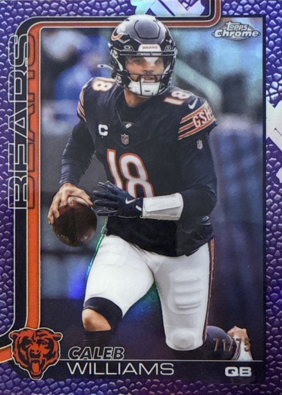 Caleb Williams 2025 Topps Chrome #52 Purple Football Leather