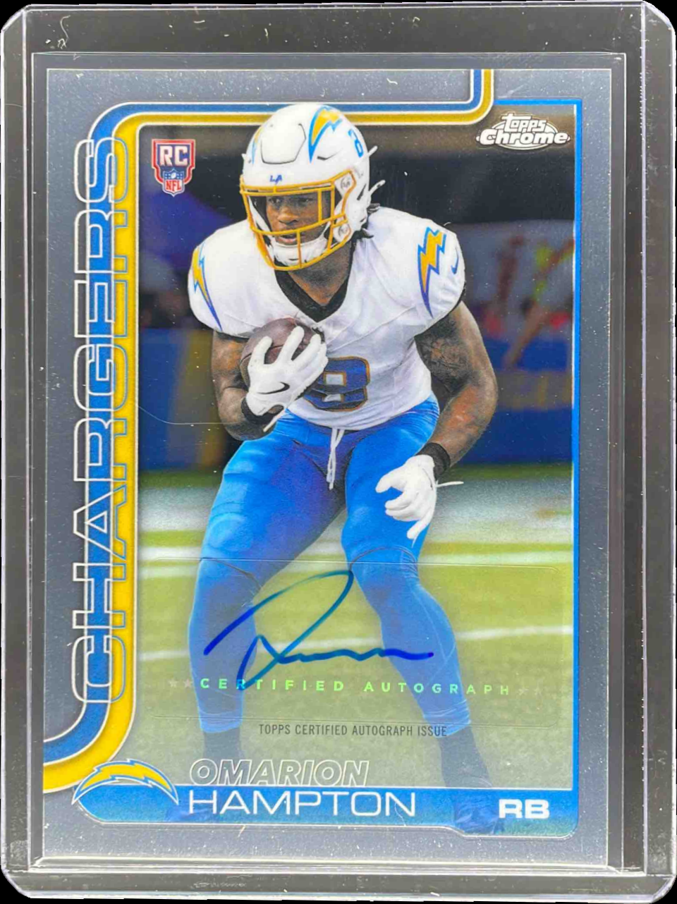 Omarion Hampton 2025 Topps Chrome #RA-OH Rookie Autographs Price Guide ...