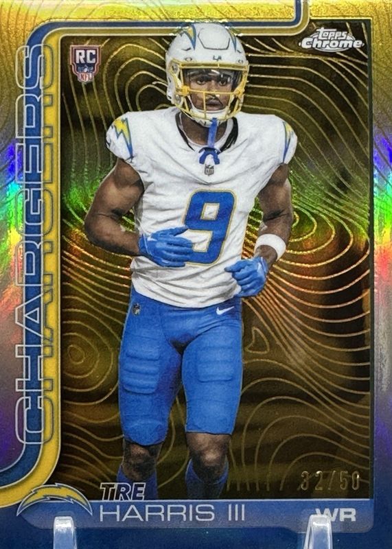 Tre Harris 2025 Topps Chrome #338 Rookie - Gold Refractor /50 Price ...