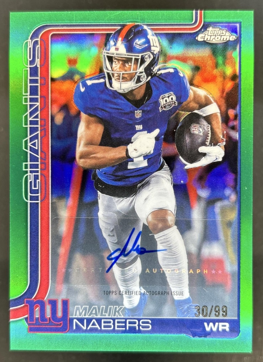 Malik Nabers 2025 Topps Chrome #BA-MN Autographs - Green Refractor