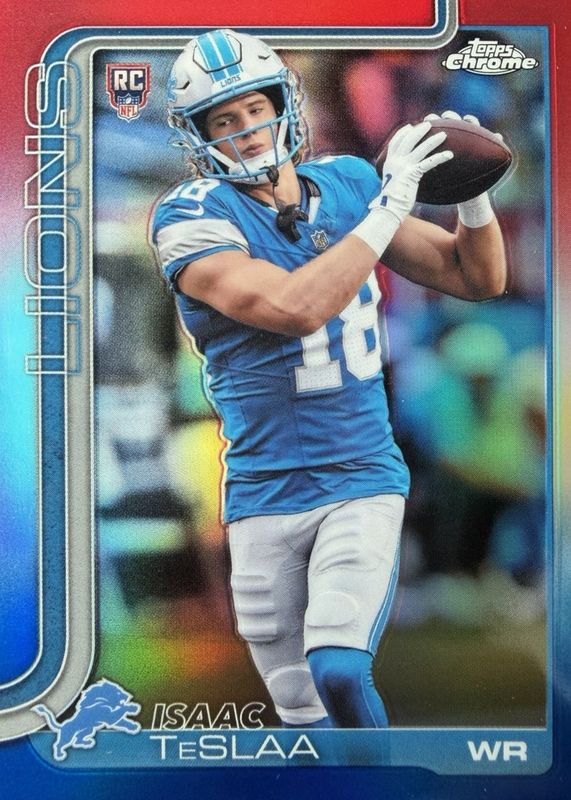 Isaac TeSlaa 2025 Topps Chrome #320 Rookie - Red White Blue Refractor ...