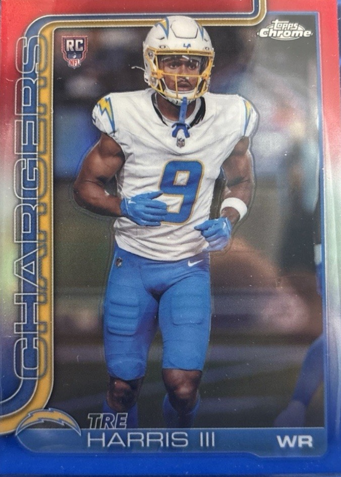 Tre Harris 2025 Topps Chrome #338 Rookie - Red White Blue Refractor ...