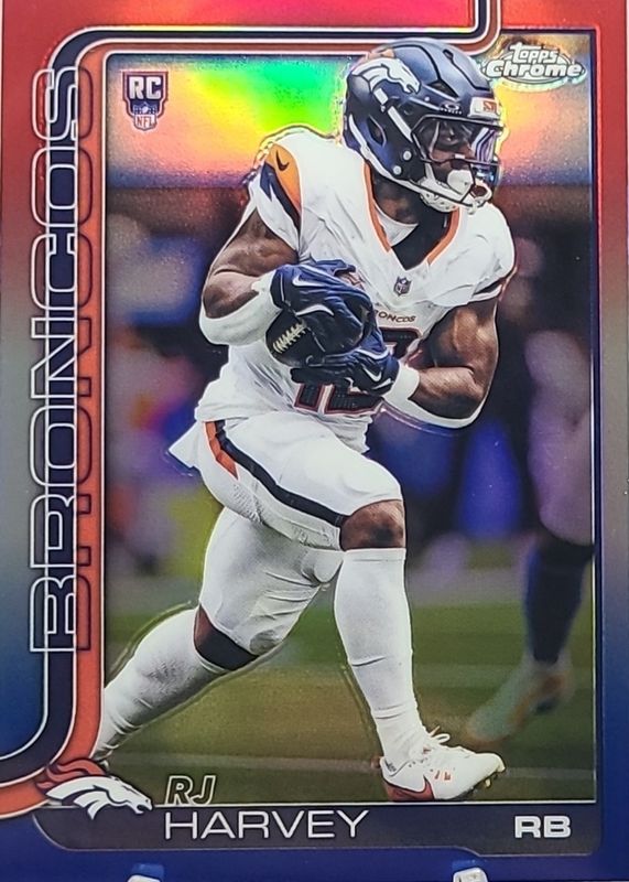 RJ Harvey 2025 Topps Chrome #330 Rookie - Red White Blue Refractor