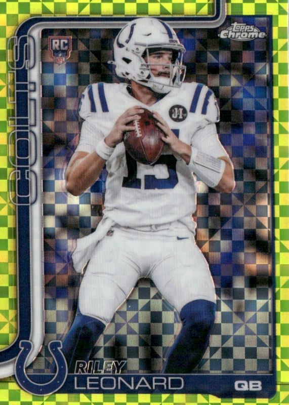 Riley Leonard 2025 Topps Chrome #318 Rookie - Lime Green X-Fractor