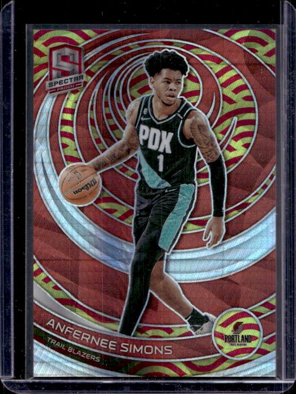 Anfernee Simons 2022 Spectra #63 Asia Red & Yellow /75 RAW