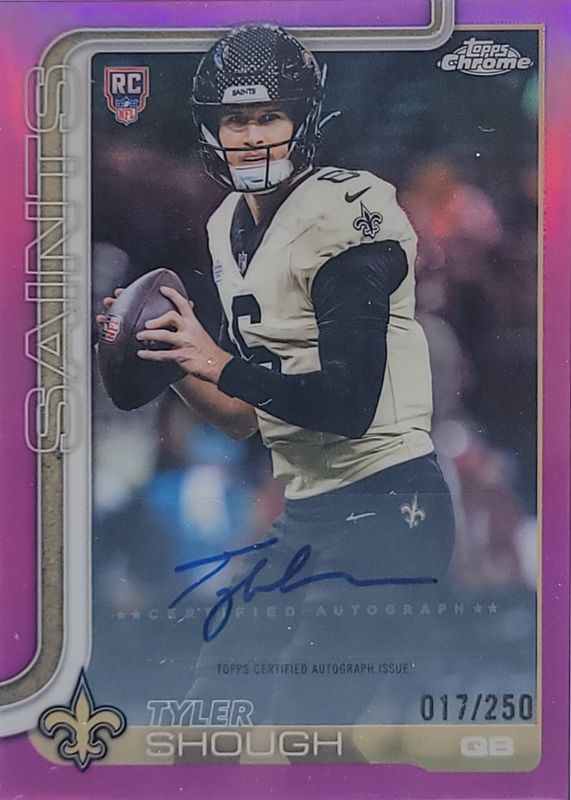 Tyler Shough 2025 Topps Chrome #RA-TYS Rookie Autographs - Pink