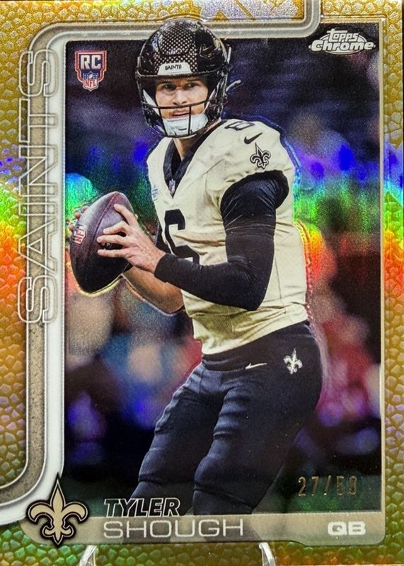 Tyler Shough 2025 Topps Chrome #398 Rookie - Gold Football Leather
