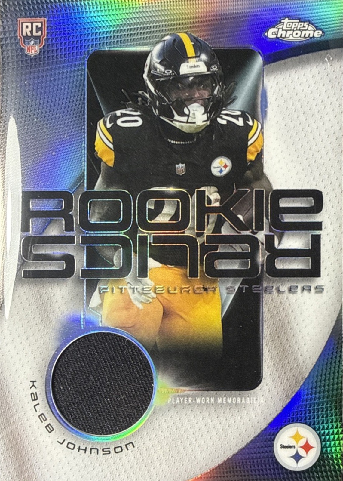 Kaleb Johnson 2025 Topps Chrome #RR-KJ Rookie Relics Price Guide ...