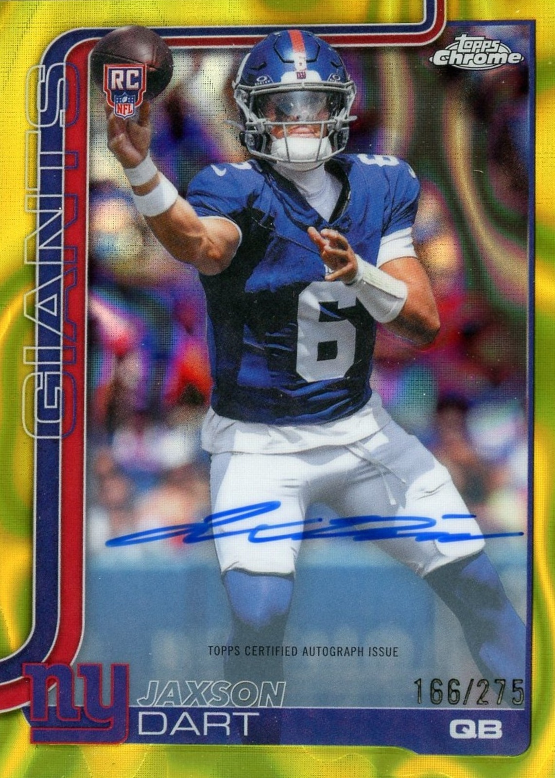 Jaxson Dart 2025 Topps Chrome #RA-JD Rookie Autographs - Yellow