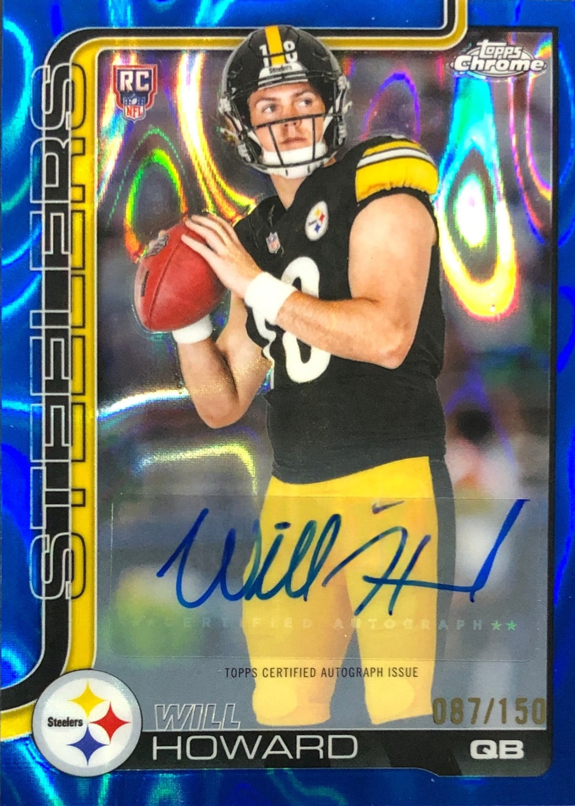 Will Howard 2025 Topps Chrome #RA-WH Rookie Autographs - Blue Lava 