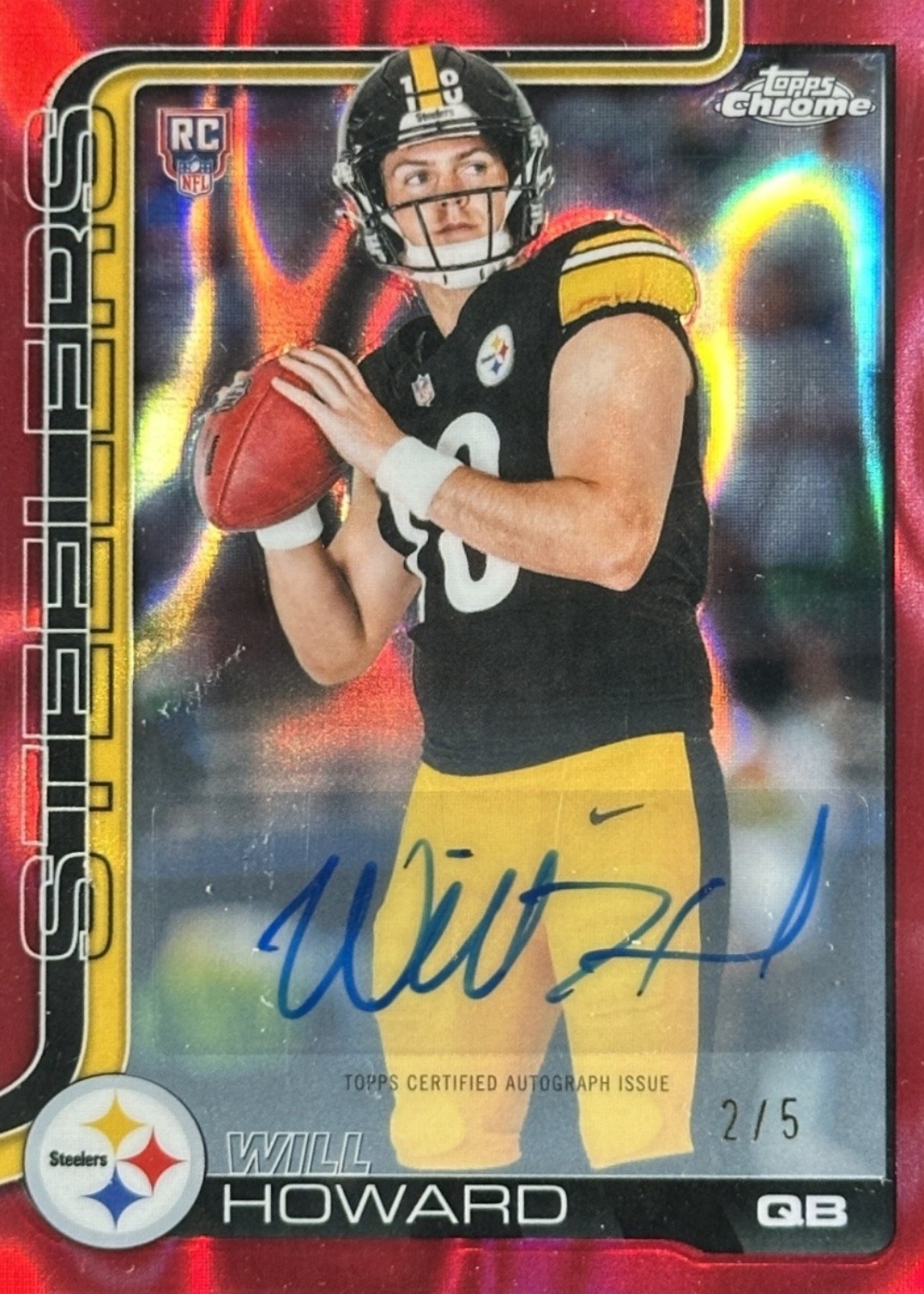 Will Howard 2025 Topps Chrome #RA-WH Rookie Autographs - Red Lava