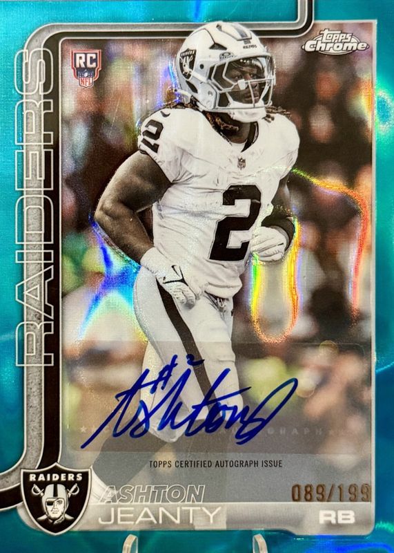 Ashton Jeanty 2025 Topps Chrome #RA-AJ Rookie Autographs - Aqua