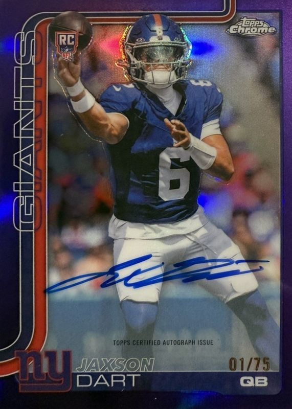 Jaxson Dart 2025 Topps Chrome #RA-JD Rookie Autographs - Purple