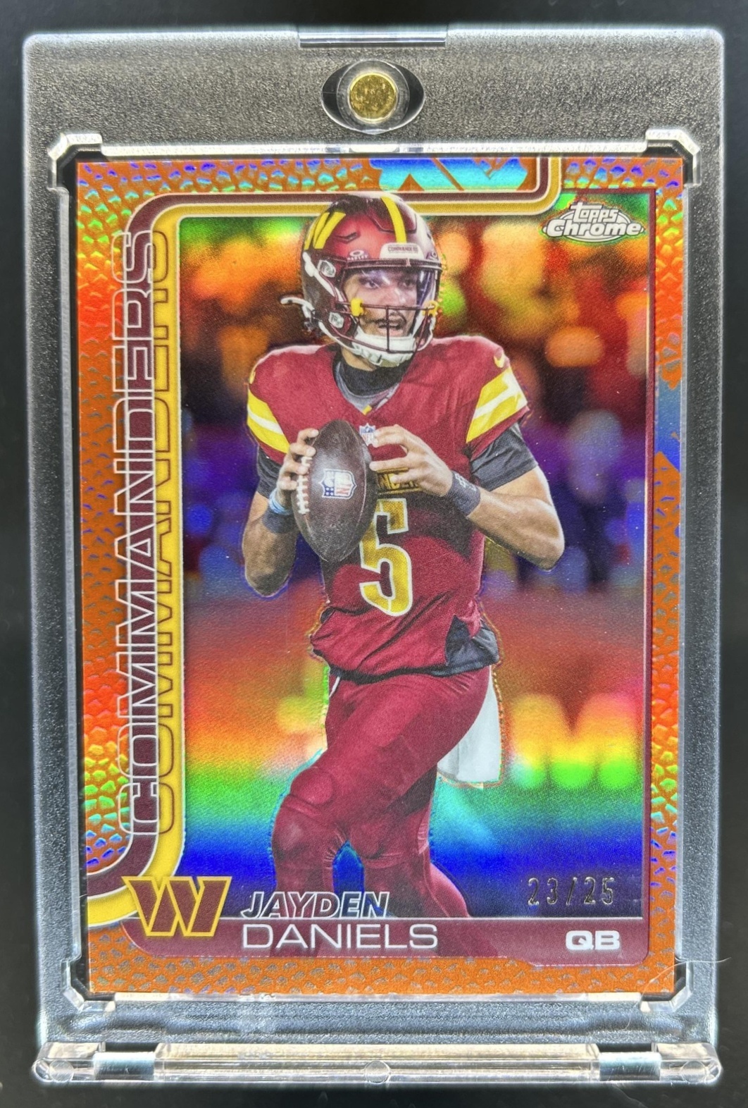 Jayden Daniels 2025 Topps Chrome #295 Orange Football Leather