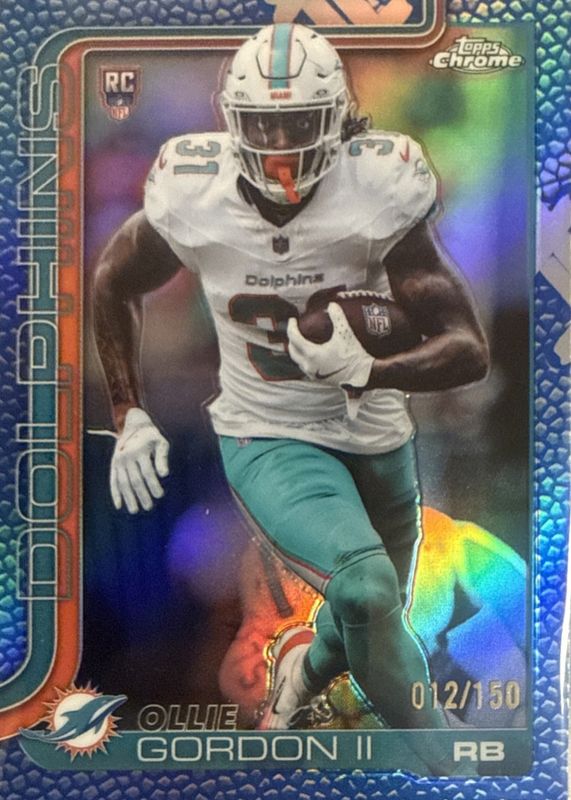 2025 Topps Chrome #327 Rookie - Football Leather Blue Refractor /150