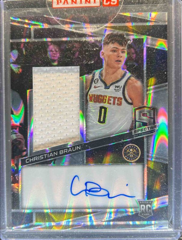 Christian Braun 2022 Spectra #215 Rookie Jersey Autographs - Supernova /75 RAW