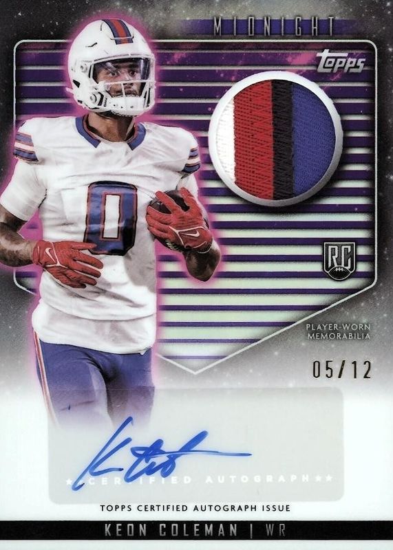 Keon Coleman 2024 Topps Midnight #RJA-KC Rookie Jersey Autographs - Midnight /12 RAW