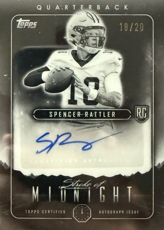 Spencer Rattler 2024 Topps Midnight #SMA-SR Stroke of Midnight Autographs - Equinox /20 Rookie RAW