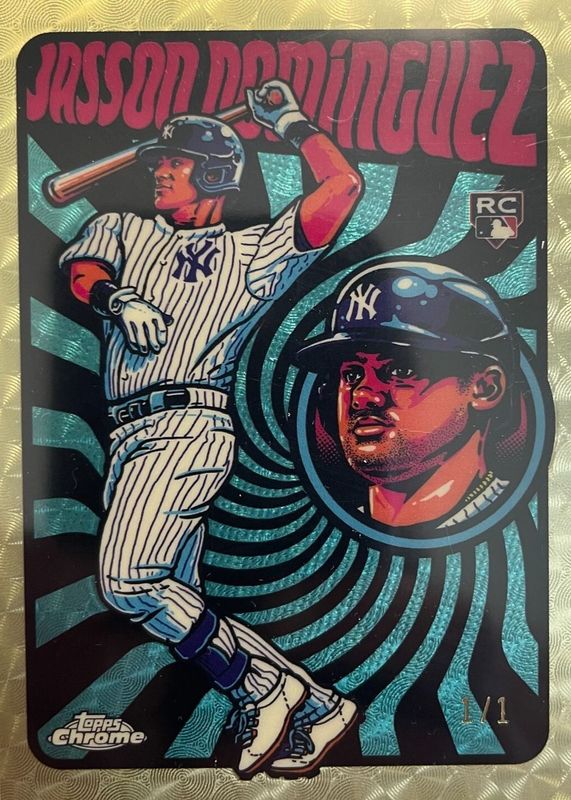 Jasson Dominguez 2024 Topps Chrome #UV-8 Ultraviolet All-Stars - Superfractor /1 Rookie RAW