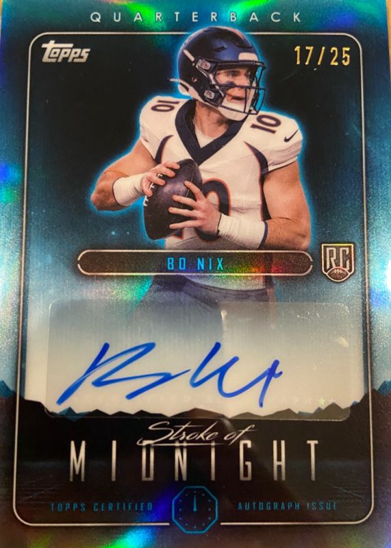 Bo Nix 2024 Topps Midnight #SMA-BN Stroke of Midnight Autographs - Moonrise /25 Rookie RAW