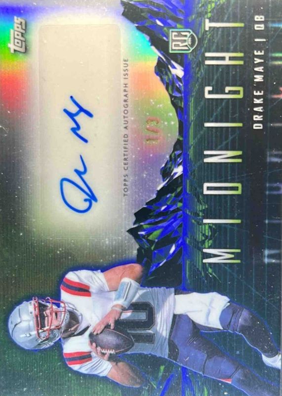 Drake Maye 2024 Topps Midnight #RHS-DM Rookie Horizon Signatures - Witching Hour /3 RAW
