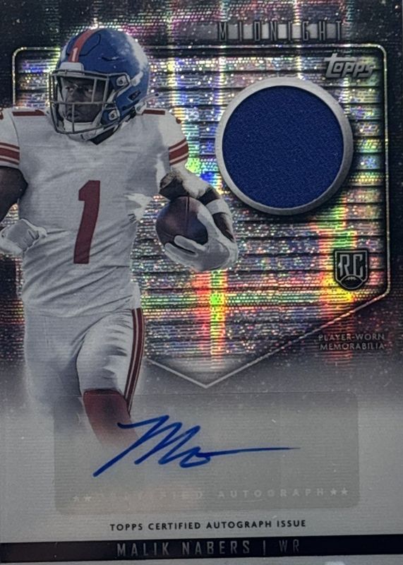 Malik Nabers 2024 Topps Midnight #RJA-MN Rookie Jersey Autographs - Moon Beam RAW