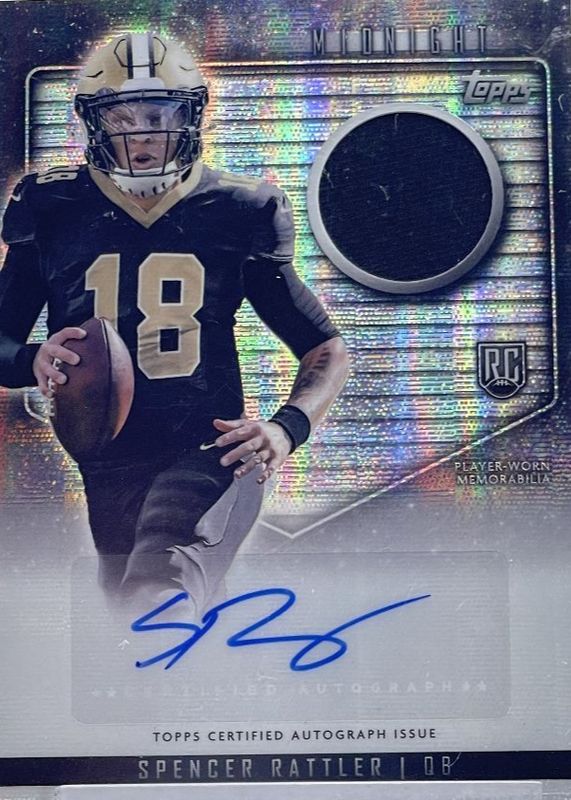 Spencer Rattler 2024 Topps Midnight #RJA-SR Rookie Jersey Autographs - Moon Beam RAW